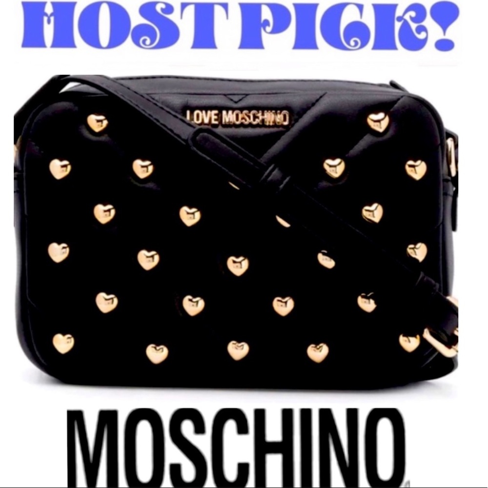 Love Moschino Crossbody Camera Bag Black Gold Stud - Picture 1 of 12